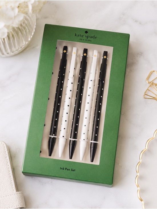 kate spade Other - Kate Spade Black & White Polka Dot Pen Set (5)